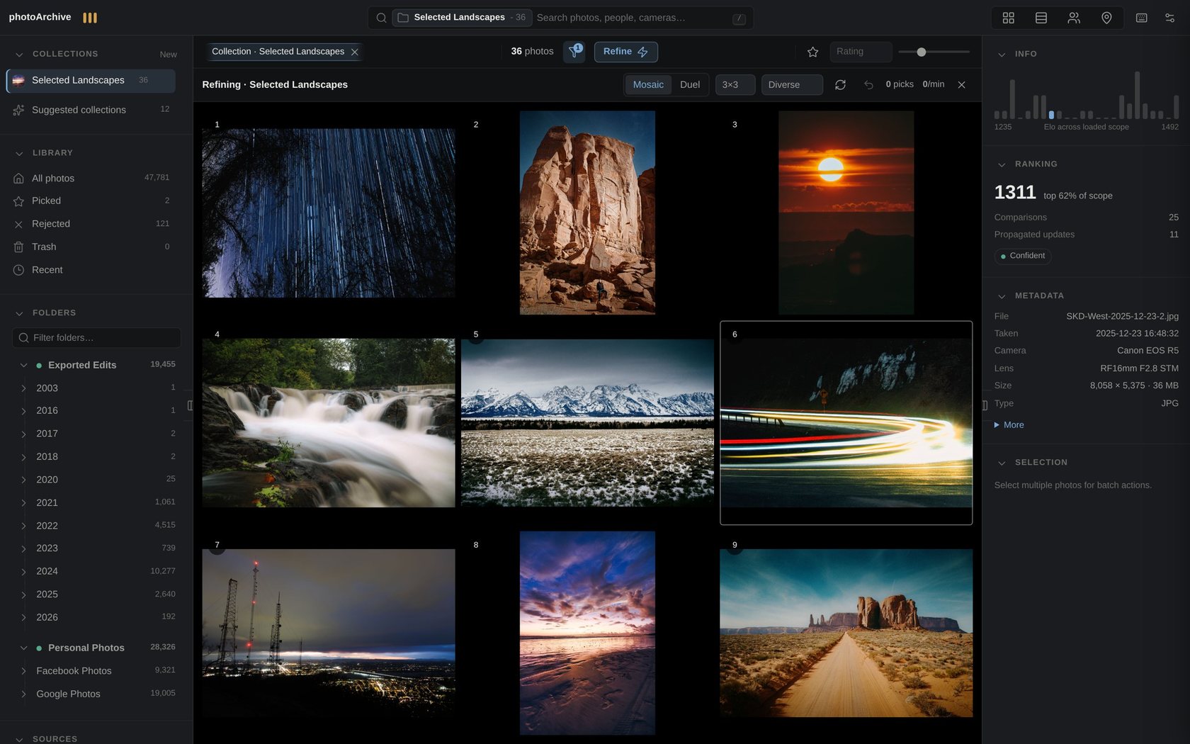 Refine mosaic: a grid of similar photos to pick the best from